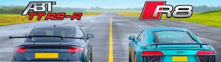 R8 V10 Plus与TT RS-R进行了非常接近的全奥迪1220 HP比赛
