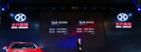 热门车讯：售价15.89-17.19万 北汽新能源EU5 R600成都车展上市