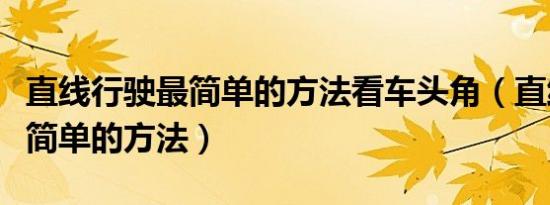 直线行驶最简单的方法看车头角（直线行驶最简单的方法）