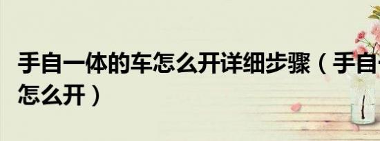 手自一体的车怎么开详细步骤（手自一体的车怎么开）