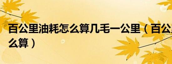 百公里油耗怎么算几毛一公里（百公里油耗怎么算）