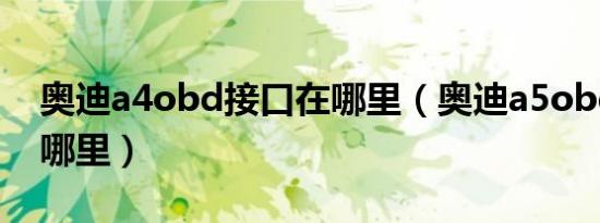 奥迪a4obd接口在哪里（奥迪a5obd接口在哪里）