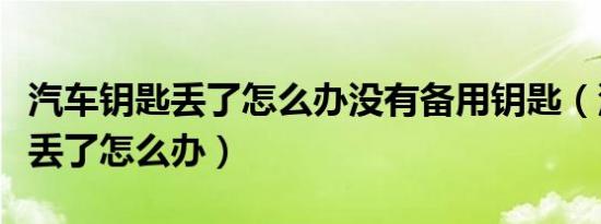 汽车钥匙丢了怎么办没有备用钥匙（汽车钥匙丢了怎么办）