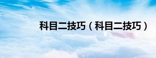 科目二技巧（科目二技巧）