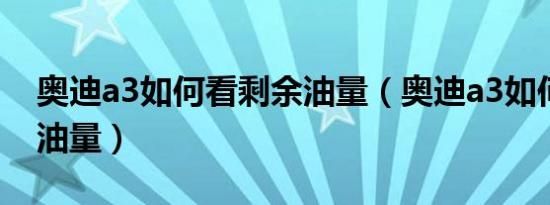 奥迪a3如何看剩余油量（奥迪a3如何看剩余油量）