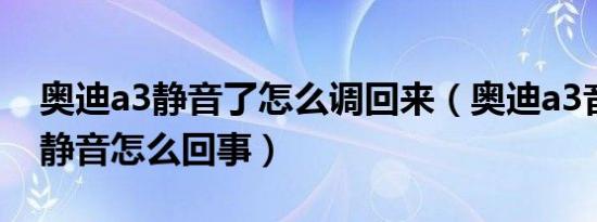 奥迪a3静音了怎么调回来（奥迪a3音响突然静音怎么回事）