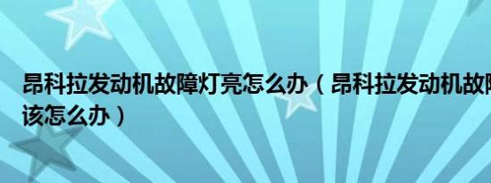 昂科拉发动机故障灯亮怎么办（昂科拉发动机故障灯亮了应该怎么办）