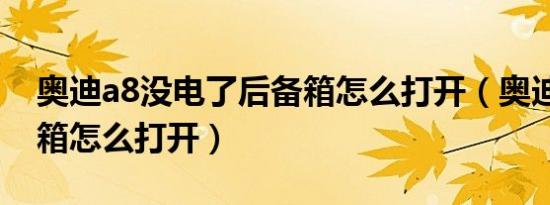 奥迪a8没电了后备箱怎么打开（奥迪a8后备箱怎么打开）