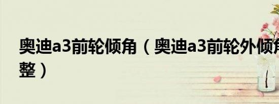 奥迪a3前轮倾角（奥迪a3前轮外倾角怎么调整）