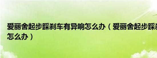 爱丽舍起步踩刹车有异响怎么办（爱丽舍起步踩刹车有异响怎么办）