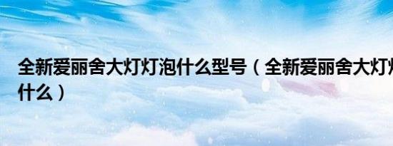 全新爱丽舍大灯灯泡什么型号（全新爱丽舍大灯灯泡型号是什么）