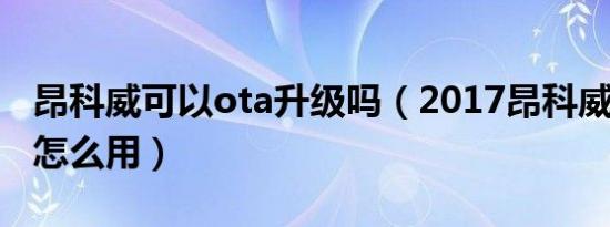 昂科威可以ota升级吗（2017昂科威ota升级怎么用）