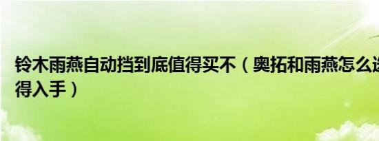 铃木雨燕自动挡到底值得买不（奥拓和雨燕怎么选 哪个更值得入手）