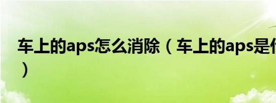 车上的aps怎么消除（车上的aps是什么意思）