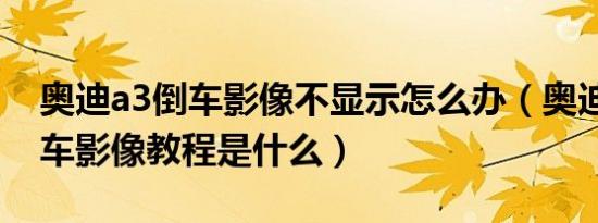 奥迪a3倒车影像不显示怎么办（奥迪a3装倒车影像教程是什么）