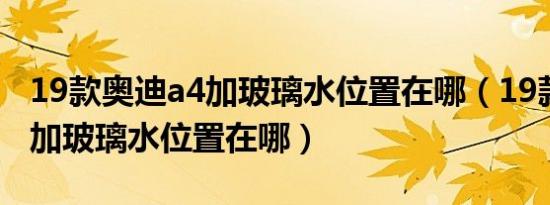 19款奥迪a4加玻璃水位置在哪（19款奥迪a4加玻璃水位置在哪）