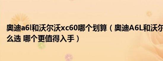 奥迪a6l和沃尔沃xc60哪个划算（奥迪A6L和沃尔沃XC60怎么选 哪个更值得入手）