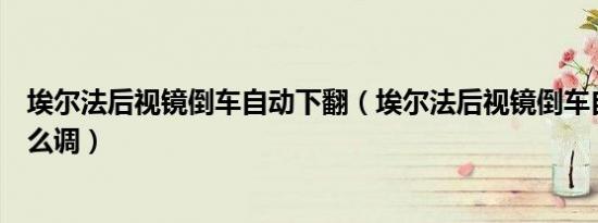 埃尔法后视镜倒车自动下翻（埃尔法后视镜倒车自动下调怎么调）