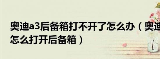 奥迪a3后备箱打不开了怎么办（奥迪A3车内怎么打开后备箱）