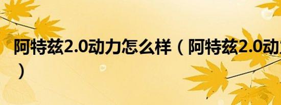 阿特兹2.0动力怎么样（阿特兹2.0动力怎么样）