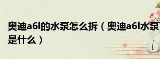 奥迪a6l的水泵怎么拆（奥迪a6l水泵更换步骤是什么）