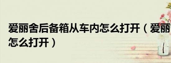 爱丽舍后备箱从车内怎么打开（爱丽舍后备箱怎么打开）