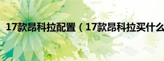 17款昂科拉配置（17款昂科拉买什么配置）