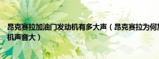昂克赛拉加油门发动机有多大声（昂克赛拉为何加油门发动机声音大）