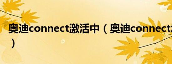 奥迪connect激活中（奥迪connect怎么激活）