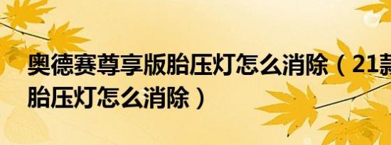 奥德赛尊享版胎压灯怎么消除（21款奥德赛胎压灯怎么消除）