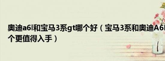 奥迪a6l和宝马3系gt哪个好（宝马3系和奥迪A6L怎么选 哪个更值得入手）