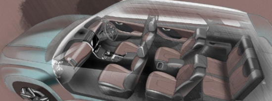 现代汽车公司今天发布了Alcazar3排SUV的设计草图