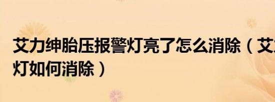 艾力绅胎压报警灯亮了怎么消除（艾力绅胎压灯如何消除）