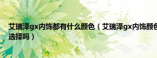 艾瑞泽gx内饰都有什么颜色（艾瑞泽gx内饰颜色可以自己选择吗）