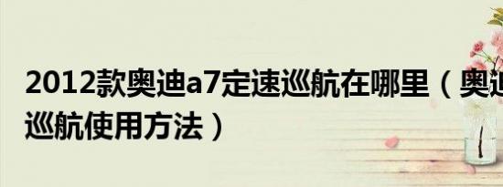2012款奥迪a7定速巡航在哪里（奥迪A7定速巡航使用方法）