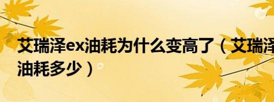 艾瑞泽ex油耗为什么变高了（艾瑞泽EX真实油耗多少）