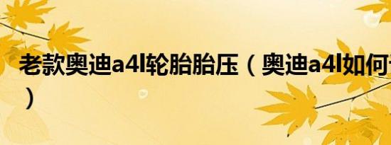 老款奥迪a4l轮胎胎压（奥迪a4l如何设置胎压）