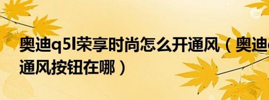 奥迪q5l荣享时尚怎么开通风（奥迪q5l座椅通风按钮在哪）