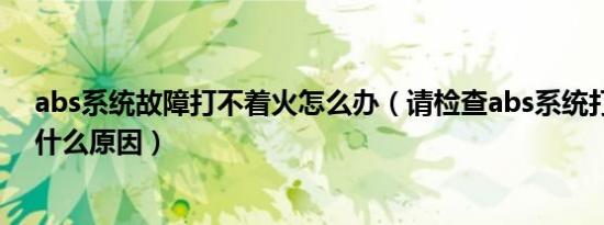 abs系统故障打不着火怎么办（请检查abs系统打不着火是什么原因）