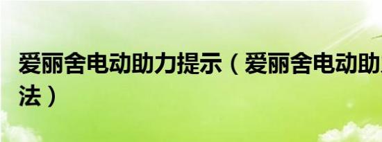 爱丽舍电动助力提示（爱丽舍电动助力匹配方法）