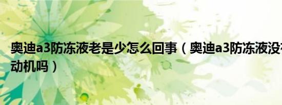奥迪a3防冻液老是少怎么回事（奥迪a3防冻液没有了会烧发动机吗）