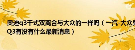 奥迪q3干式双离合与大众的一样吗（一汽-大众奥迪新一代Q3有没有什么最新消息）