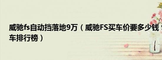 威驰fs自动挡落地9万（威驰FS买车价要多少钱 9万左右轿车排行榜）