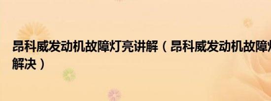 昂科威发动机故障灯亮讲解（昂科威发动机故障灯亮了怎么解决）