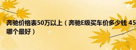 奔驰价格表50万以上（奔驰E级买车价多少钱 45-50万轿车哪个最好）