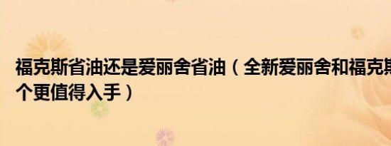 福克斯省油还是爱丽舍省油（全新爱丽舍和福克斯怎么选 哪个更值得入手）