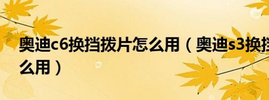 奥迪c6换挡拨片怎么用（奥迪s3换挡拨片怎么用）