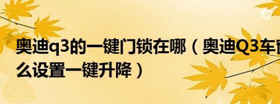 奥迪q3的一键门锁在哪（奥迪Q3车窗遥控怎么设置一键升降）