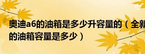 奥迪a6的油箱是多少升容量的（全新奥迪A6的油箱容量是多少）