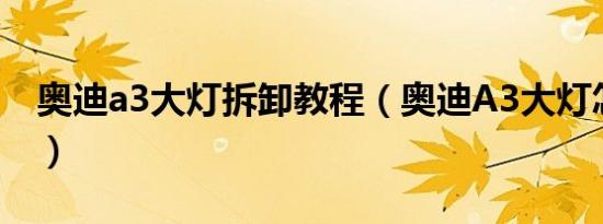 奥迪a3大灯拆卸教程（奥迪A3大灯怎么调节）